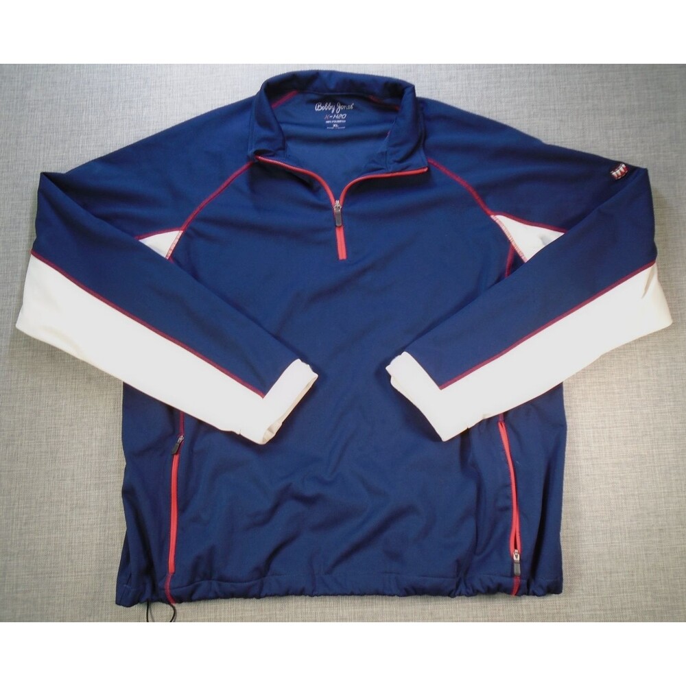 Bobby Jones Golf Pullover Jacket X-H20 Mens XL 1/4 Zip Navy Waist Drawstring